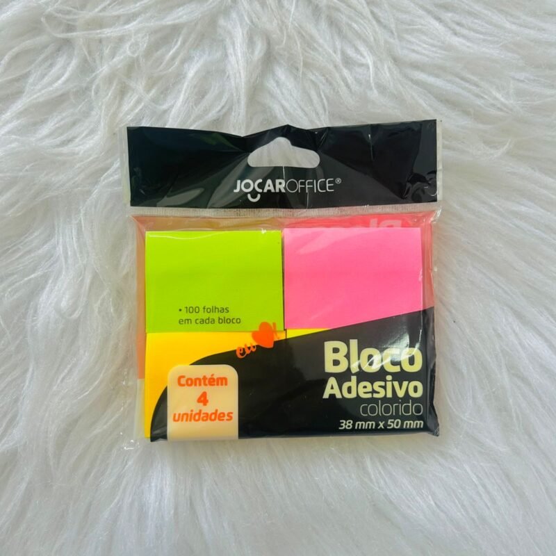 Bloco de Notas Adesivo 4 Cores - Jocar Office