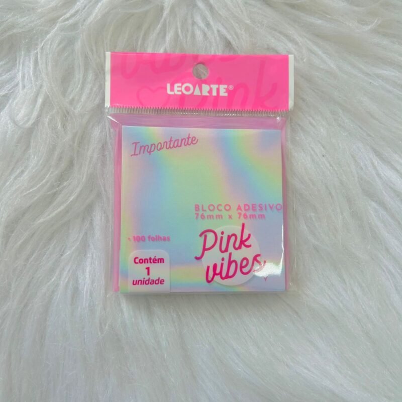 Bloco de Notas Adesivo Pink Vibes - LeoArte