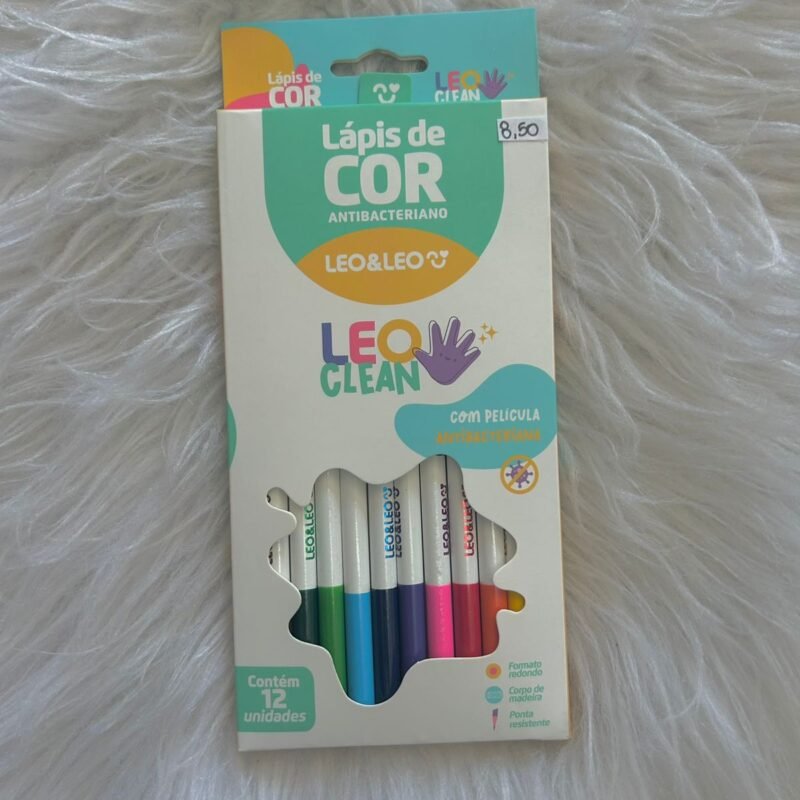 Lápis de Cor 12 Cores Leo Clean Antibacteriano - Leo&Leo